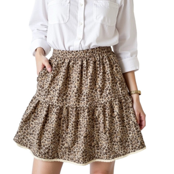 Kirious Los Angeles Leopard Print Skirt Brown Tan Large - Picture 1 of 9